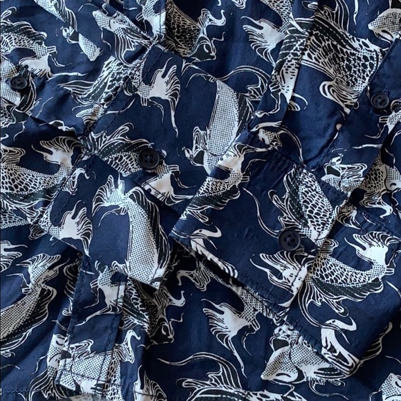 NWT Noize Amstrdm Navy Koi Long Sleeve Button Down - Picture 8 of 10